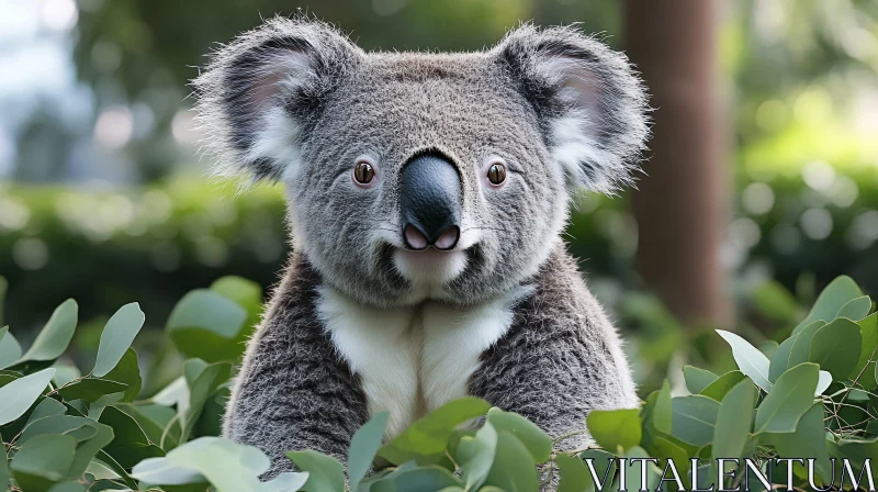 Tranquil Koala Among Leaves AI Image