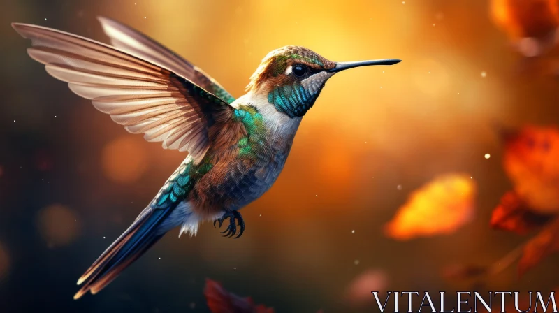 Hummingbird in Flight - Autumnal Concept Art AI Image