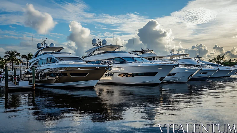 Elegant Yachts Docked at Tropical Marina AI Image