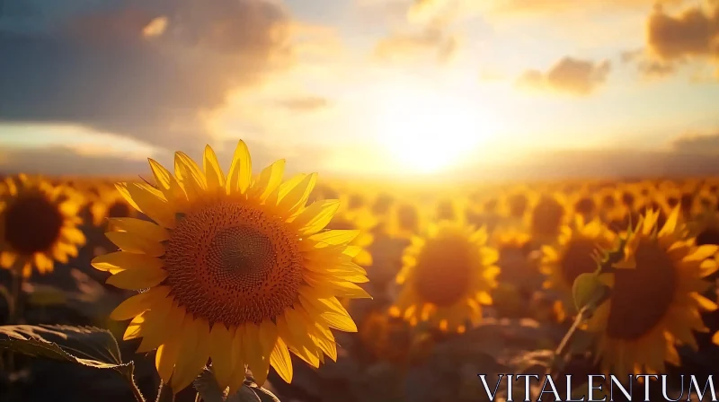 AI ART Sunset Over Sunflower Field