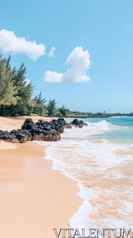 AI ART Tranquil Coastal Scene with Clear Skies