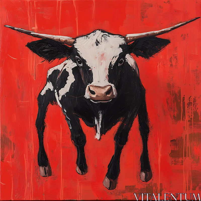 Bold Cow Painting with Textured Brush Strokes AI Image