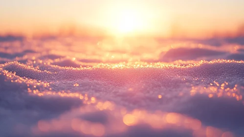 Ethereal Glow of Sunrise on Snow