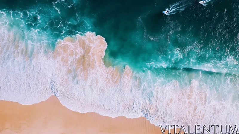 AI ART Aerial Beach Waves with Surfers