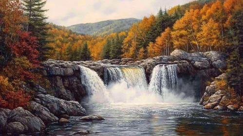 Stunning Autumn Waterfall in Scenic Forest