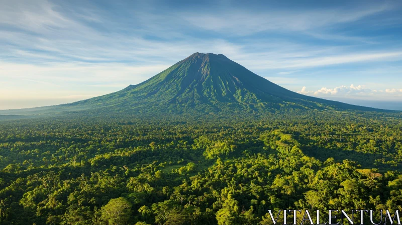 Lush Greenery Surrounding a Majestic Mountain AI Image