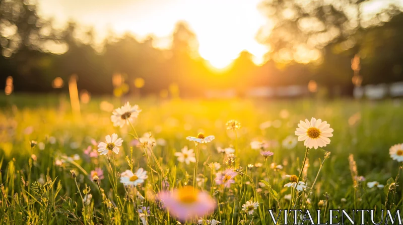 AI ART Daisies in Golden Sunlight