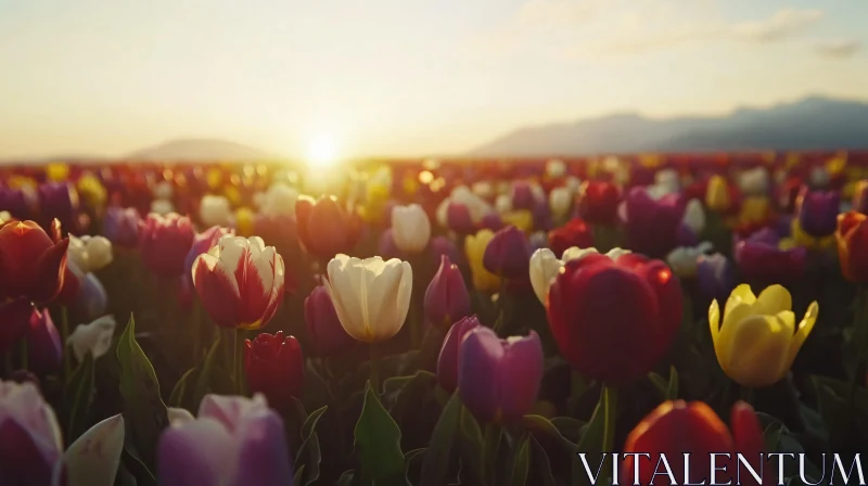 AI ART Enchanting Tulip Field at Dusk