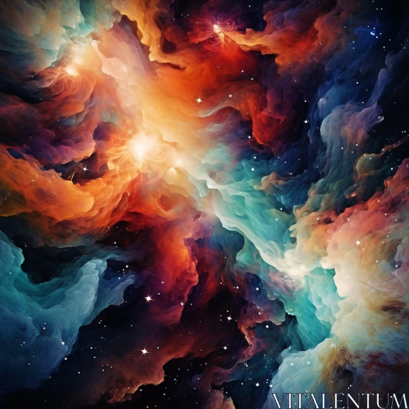 Abstract Interstellar Nebulae Art - Fluid Color Watercolors AI Image