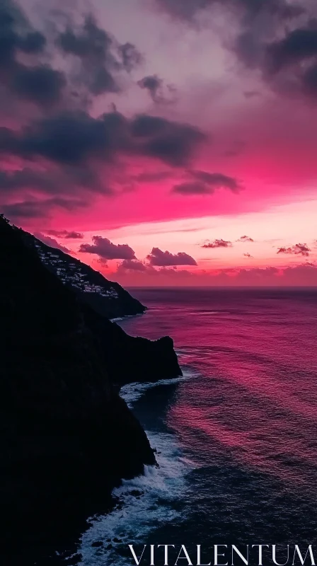 Majestic Sunset By The Cliffs AI Image