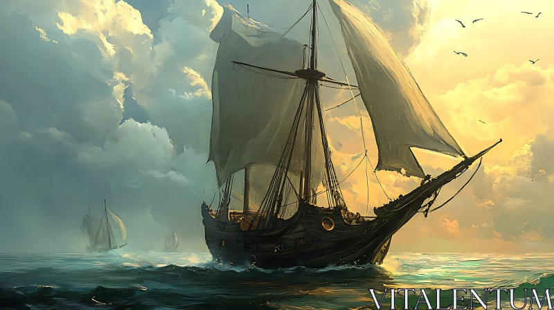 Sunset Sailing Adventure AI Image