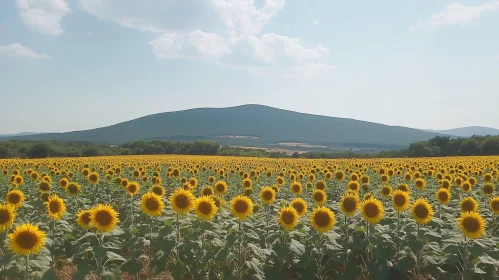 Blooming Sunflowers in Open Field Under Clear Sky