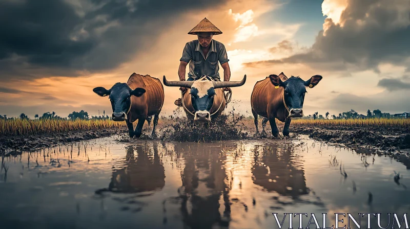 AI ART Traditional Farming in Rural Landscape