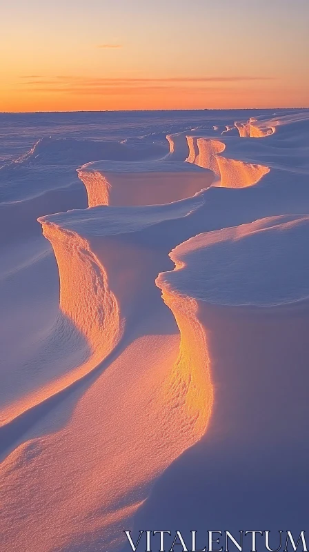 AI ART Sunset Over Snow Dunes