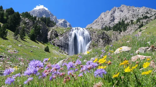 Scenic Waterfall in the Mountains