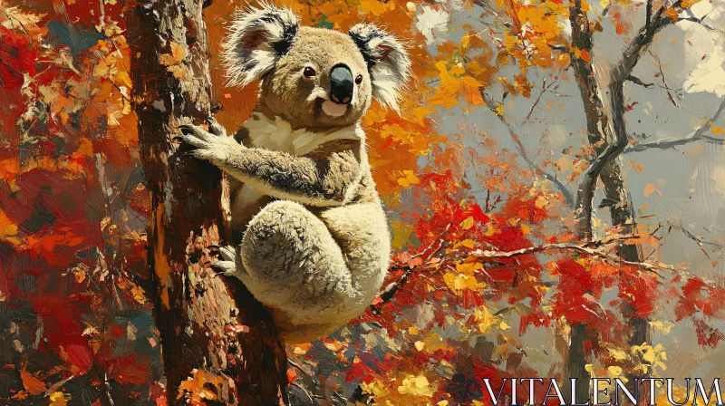 AI ART Autumn Koala on Tree