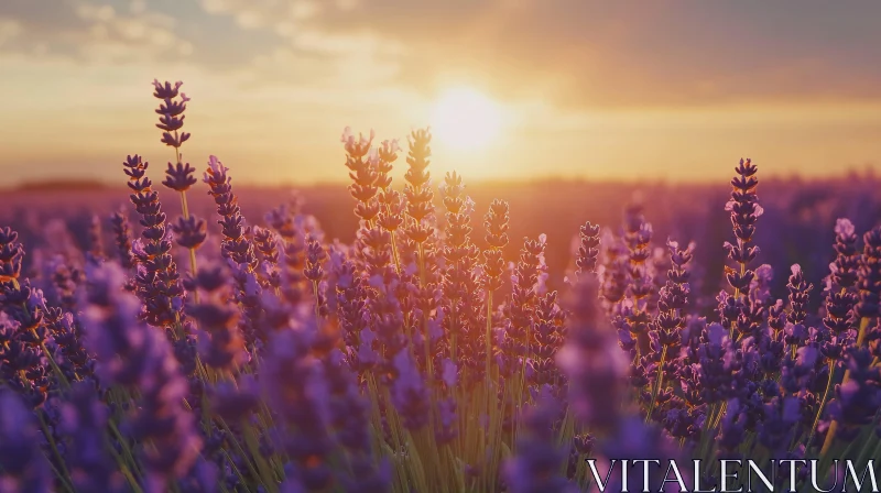 AI ART Sunset Over a Lavender Field