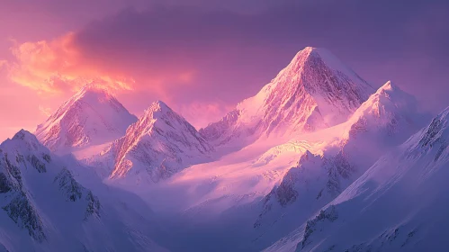 Majestic Snow-Capped Peaks at Dusk