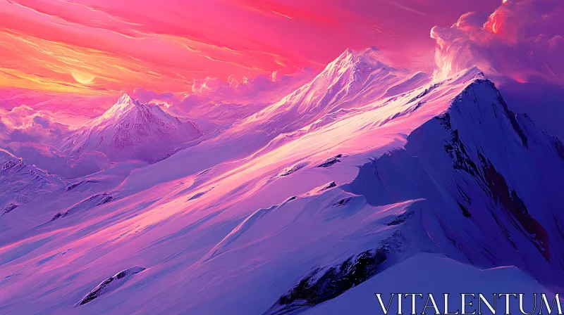 Ethereal Mountain Landscape at Dusk AI Image