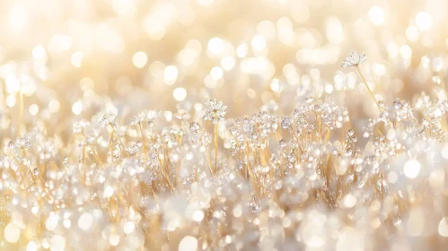 Sunlit Dewdrops on Wildflowers