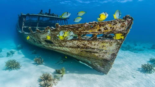 Marine Wonderland: Sunken Ship and Fish