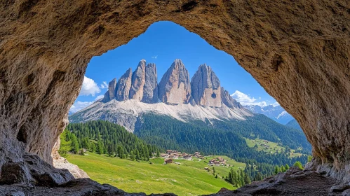 Scenic Mountain Landscape from Cave