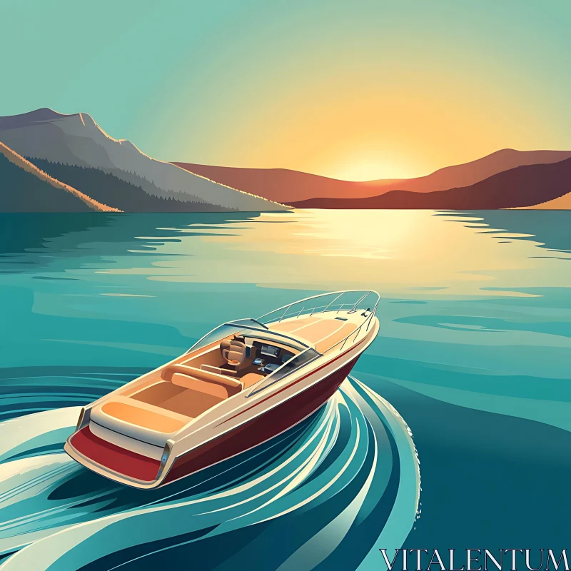 Evening Cruise on Tranquil Waters AI Image