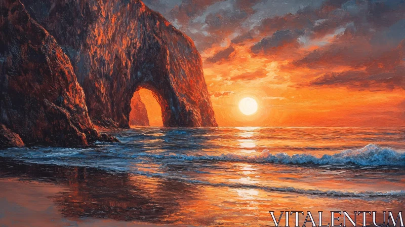 AI ART Dramatic Coastal Sunset