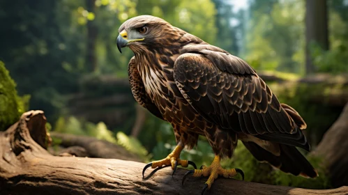 Golden Light Eagle in Forest - Detailed Realistic Rendering