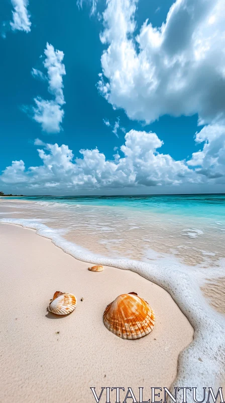 AI ART Seashells on a Tranquil Shoreline