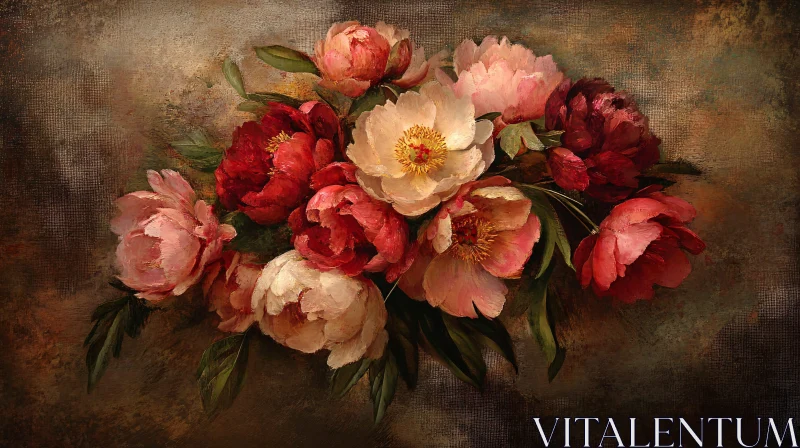 Peonies Bouquet Oil Painting AI Image