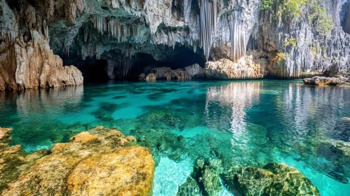 Majestic Underground Cave with Clear Aquatic Reflections