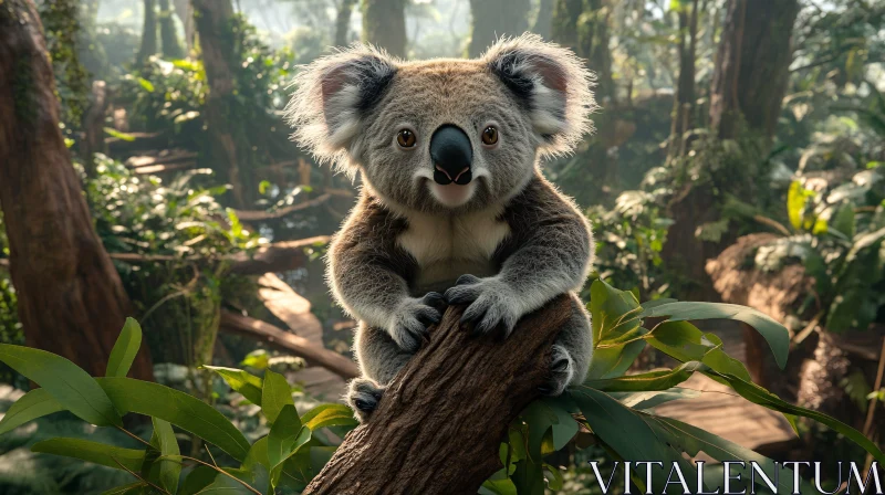 Koala Clings to Branch AI Image