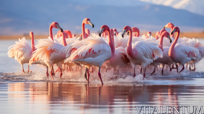 Captivating Solarized Flamingoes Snapshot | Bird Photography AI Image