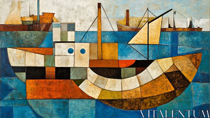 AI ART Modern Abstract Nautical Scene