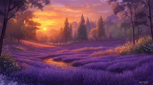 Sunset in Lavender Paradise