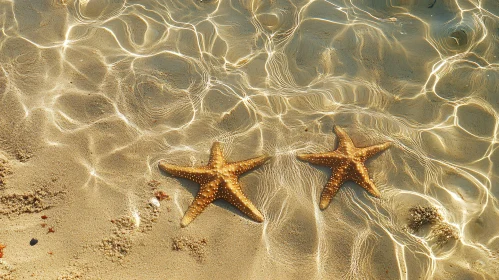 Peaceful Beach Scene with Starfish