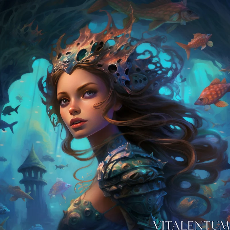 Enchanting Underwater Fantasy: The Mermaid Princess AI Image
