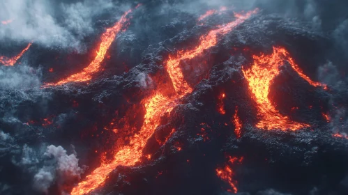 Intense Molten Lava Eruption