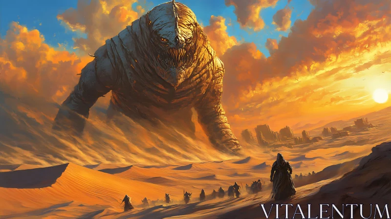 AI ART Ancient Desert Monster at Sunset