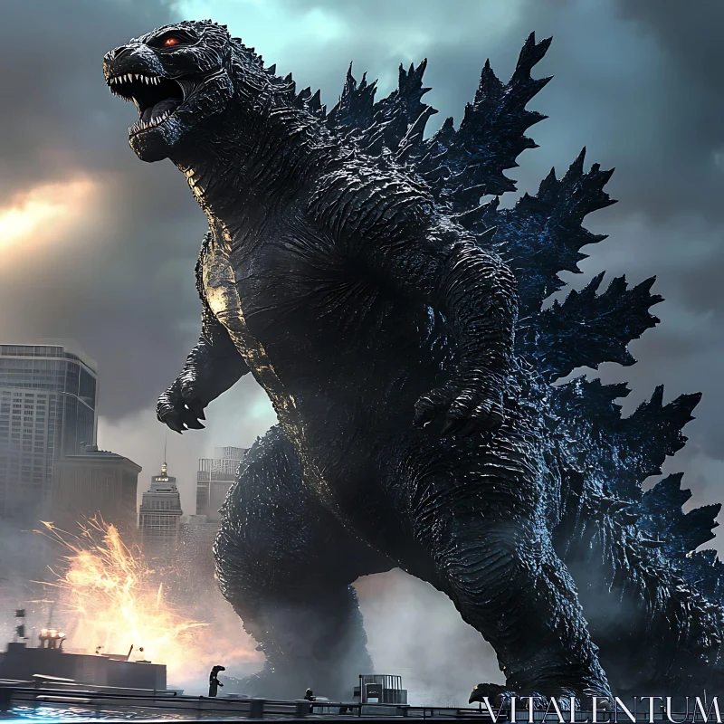 Giant Monster Attacks Metropolis AI Image