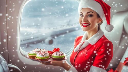 Holiday Joy in the Skies: Festive Flight Attendant