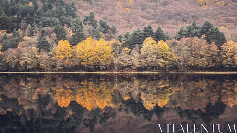 Autumn Forest Reflection AI Image