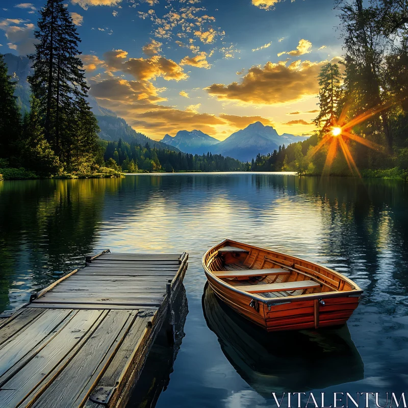 AI ART Serenity of a Sunset Over a Mountain Lake