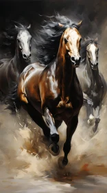 Elegant Western-style Portraits of Dark Horses in Motion