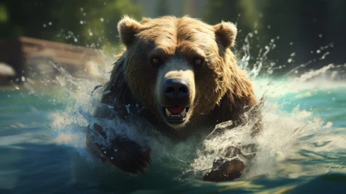 Realistic Bear in Nature: A Detailed Wildlife Illustration