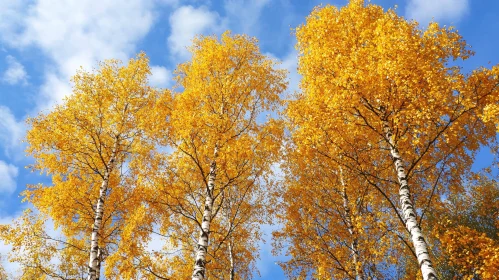 Autumn Birch Trees with Yellow Leaves