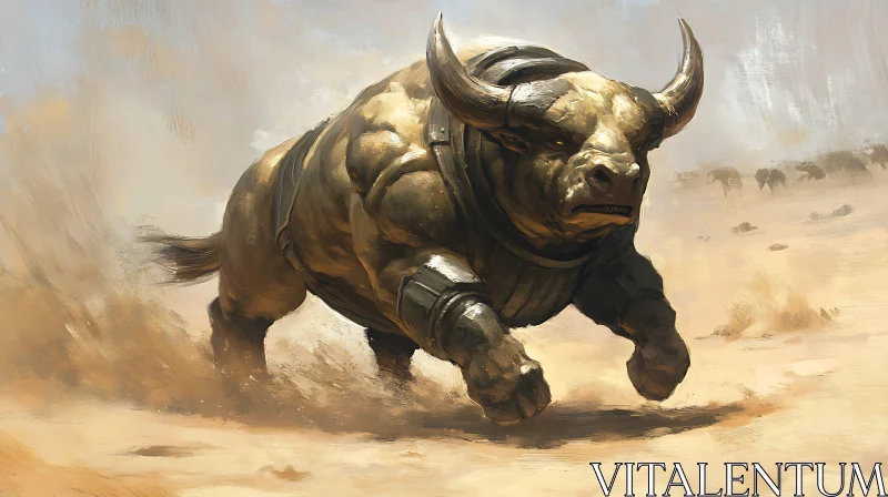 AI ART Armored Bull in Motion