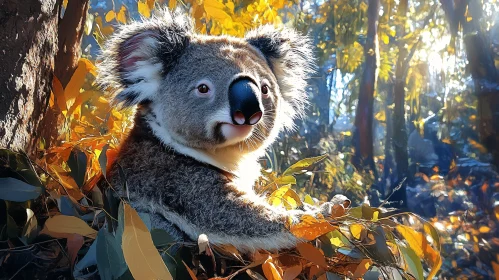 Koala Amidst Eucalyptus Leaves