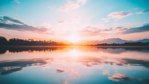 Peaceful Sunset Reflections on a Lake